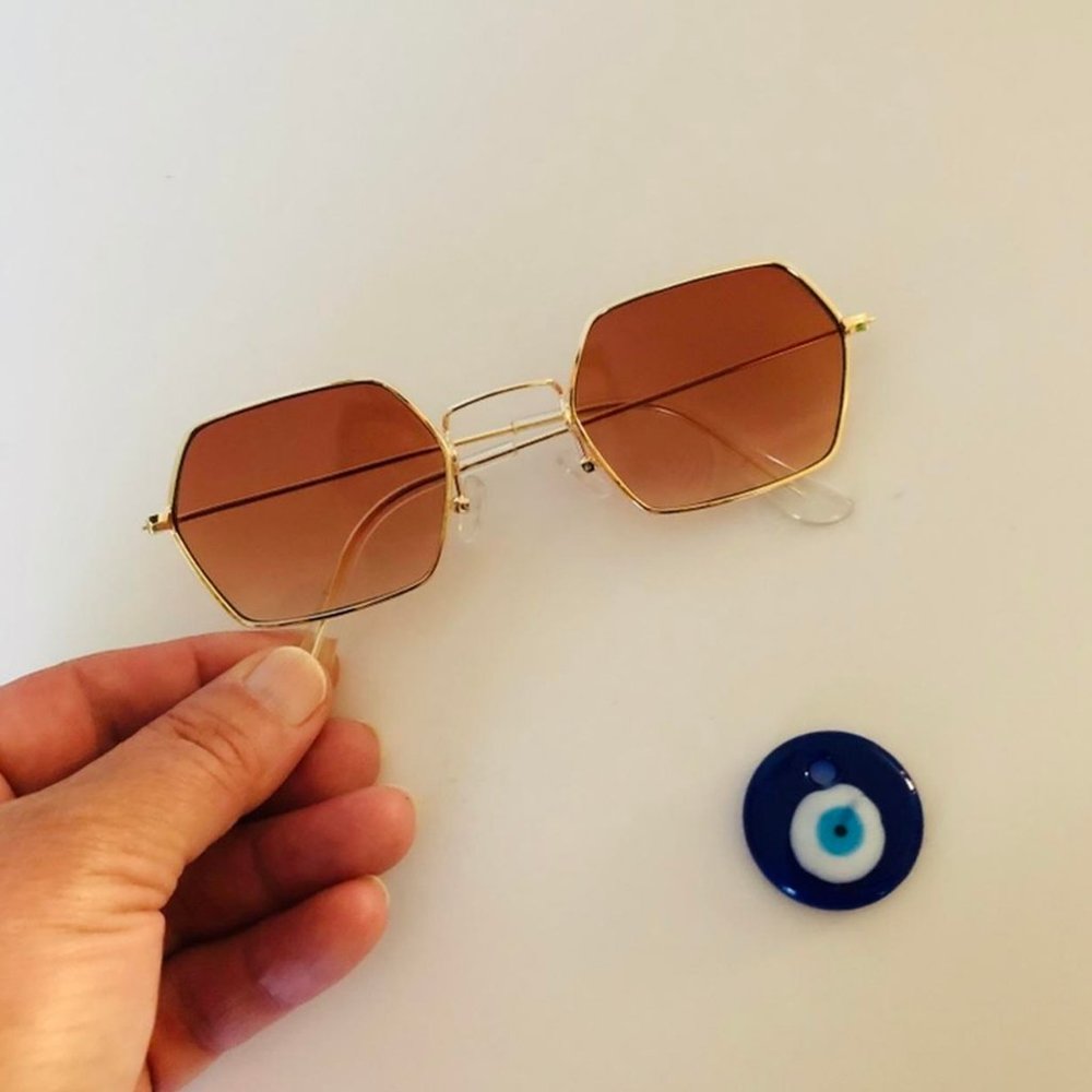 Retro Gold frame brown lenses